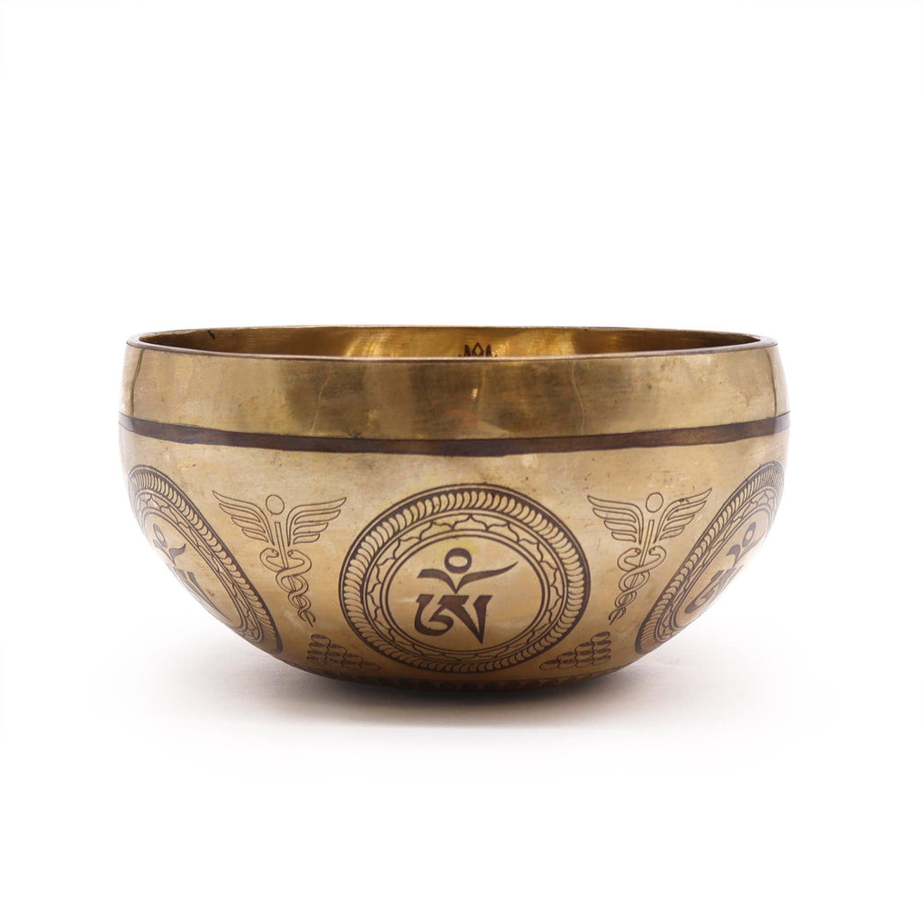 Tibetan Healing Engraved Bowl with Bodhi Tree Buddha Design 16cm