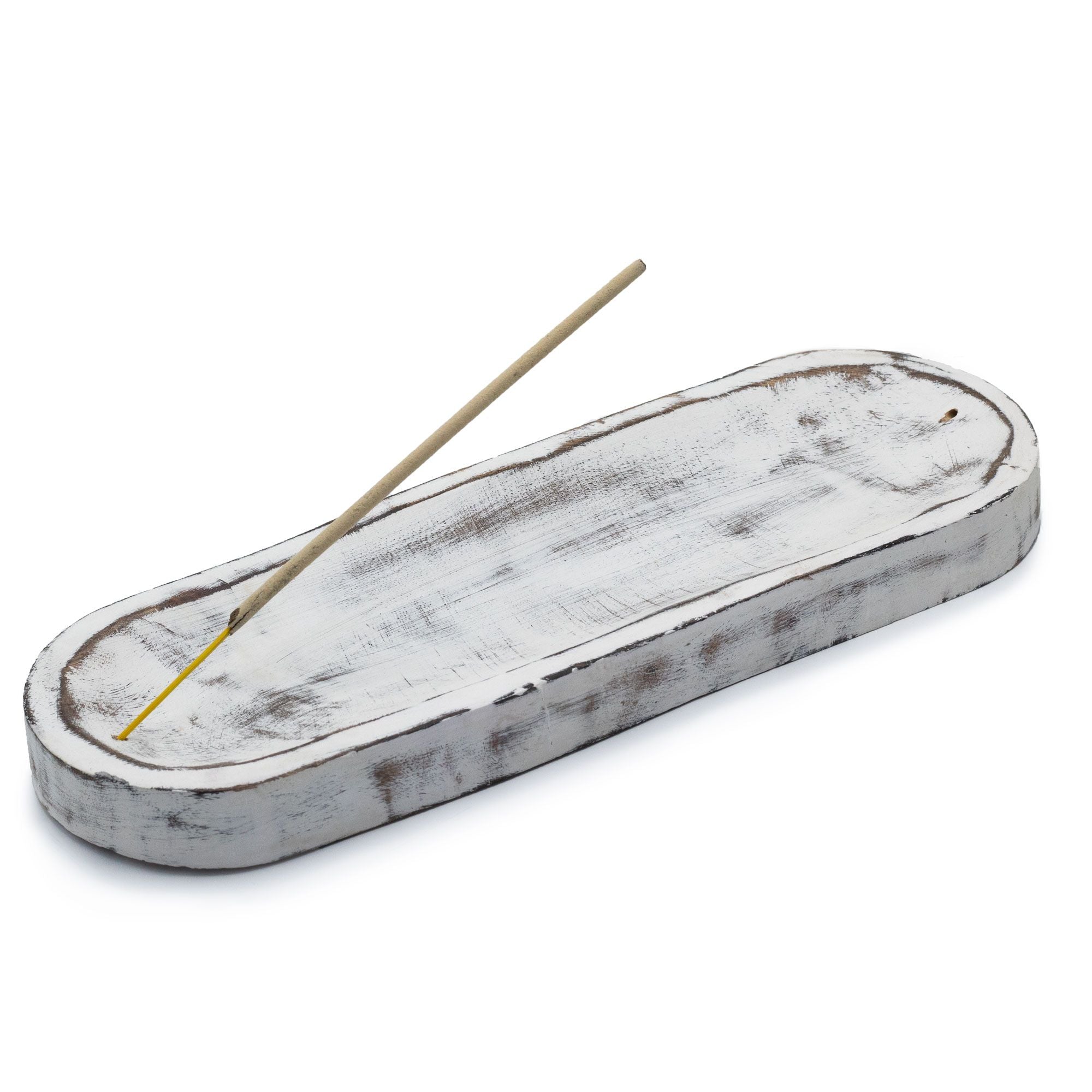 Large Classic Whitewash Incense Tray 30x10cm for Home Decor