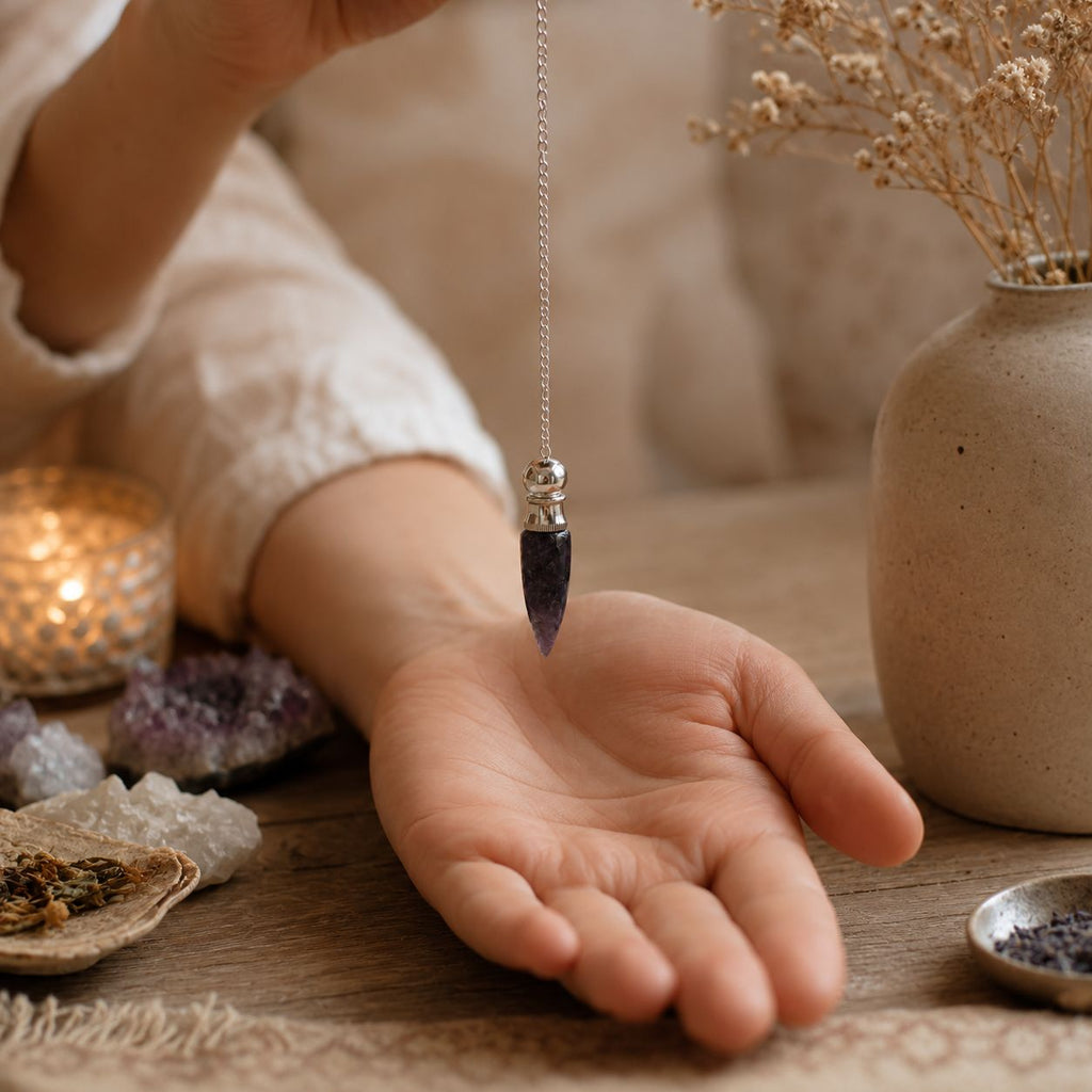 Secret Cavity Discovery of Truth Amethyst Pendulum with Silver Plating