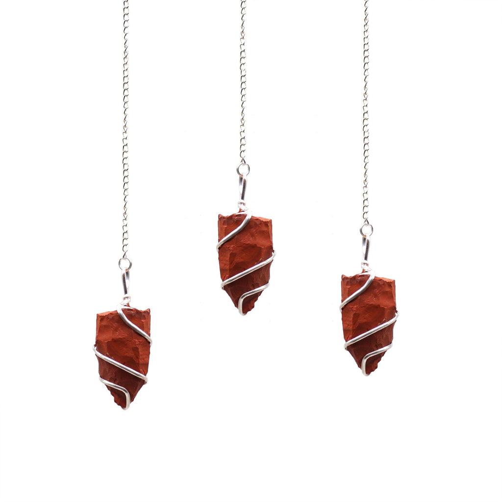 Raw Gemstone Pendulum in Unique Red Jasper for Dowsing Use