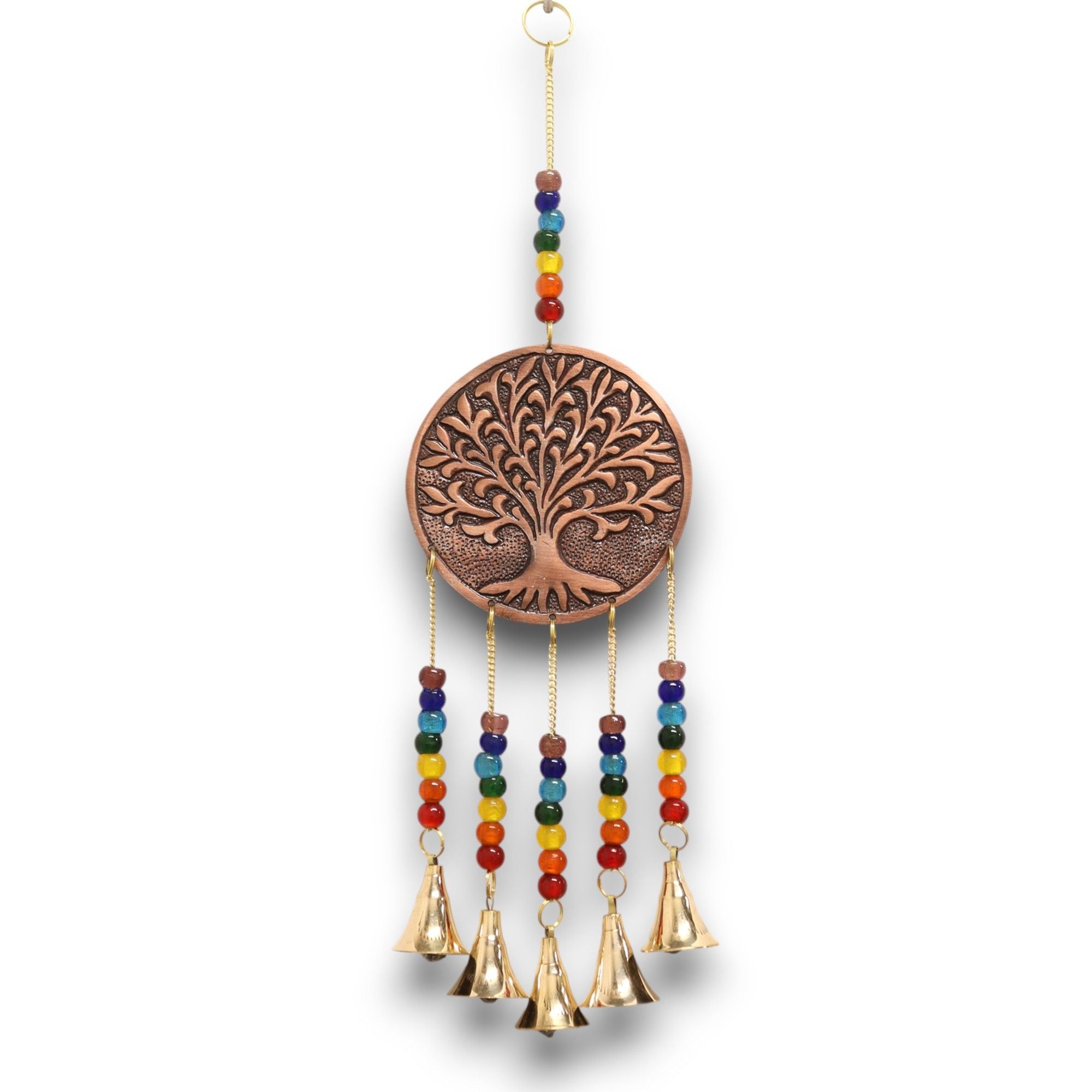 Indian Chimes with Tree of Life Design and Chakra Beads