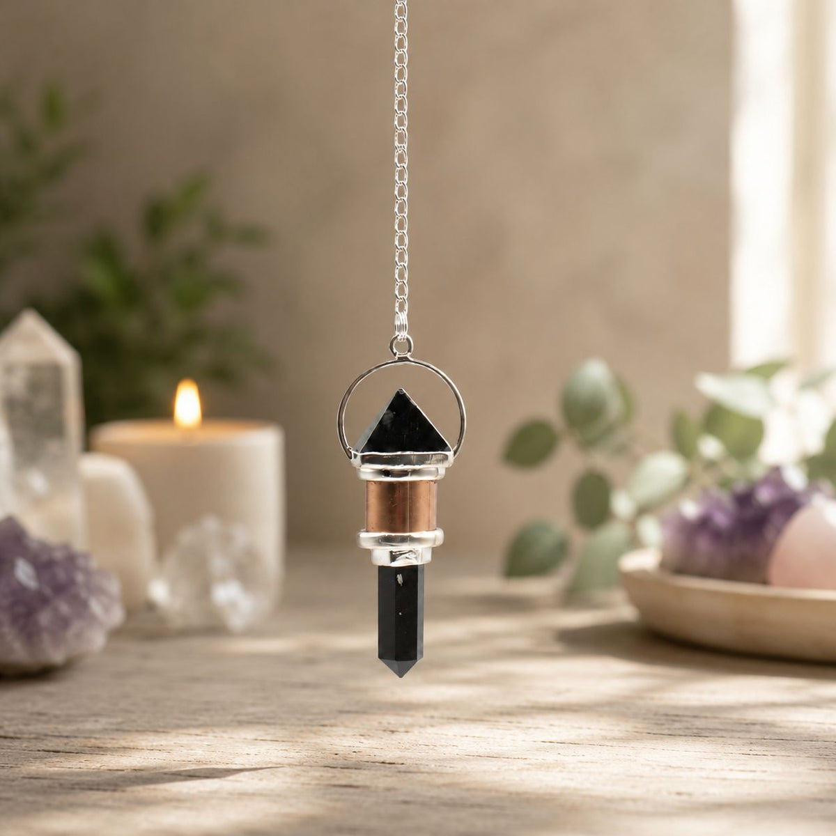 The Night Watcher- Combo Piece Copper Pendulum -  Obsidian