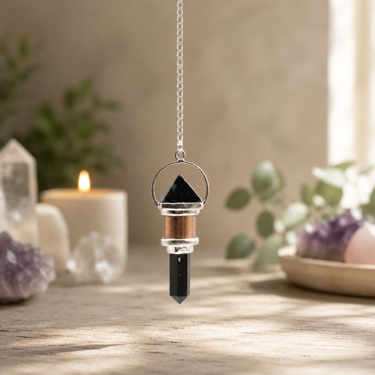 The Night Watcher- Combo Piece Copper Pendulum -  Obsidian