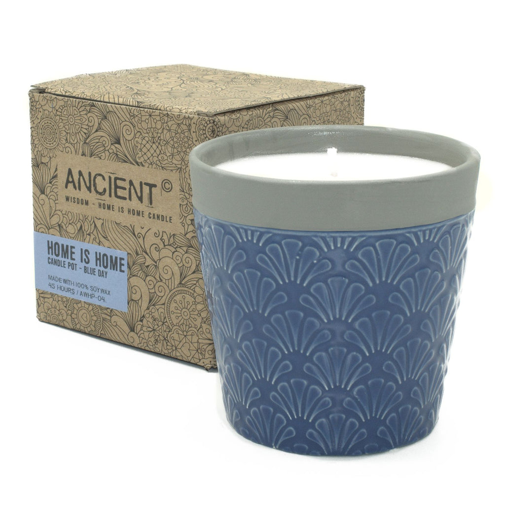 Home is Home Blue Day Candle Pot for a Fresh and Inviting Atmosphere