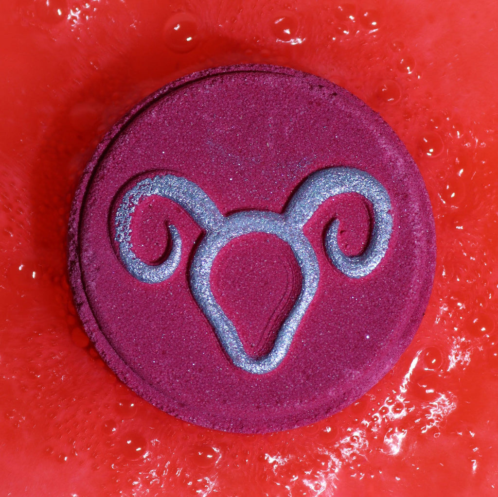 Zodiac Bath Fizzers Set with Horoscope for Bold Aries Sign Gift