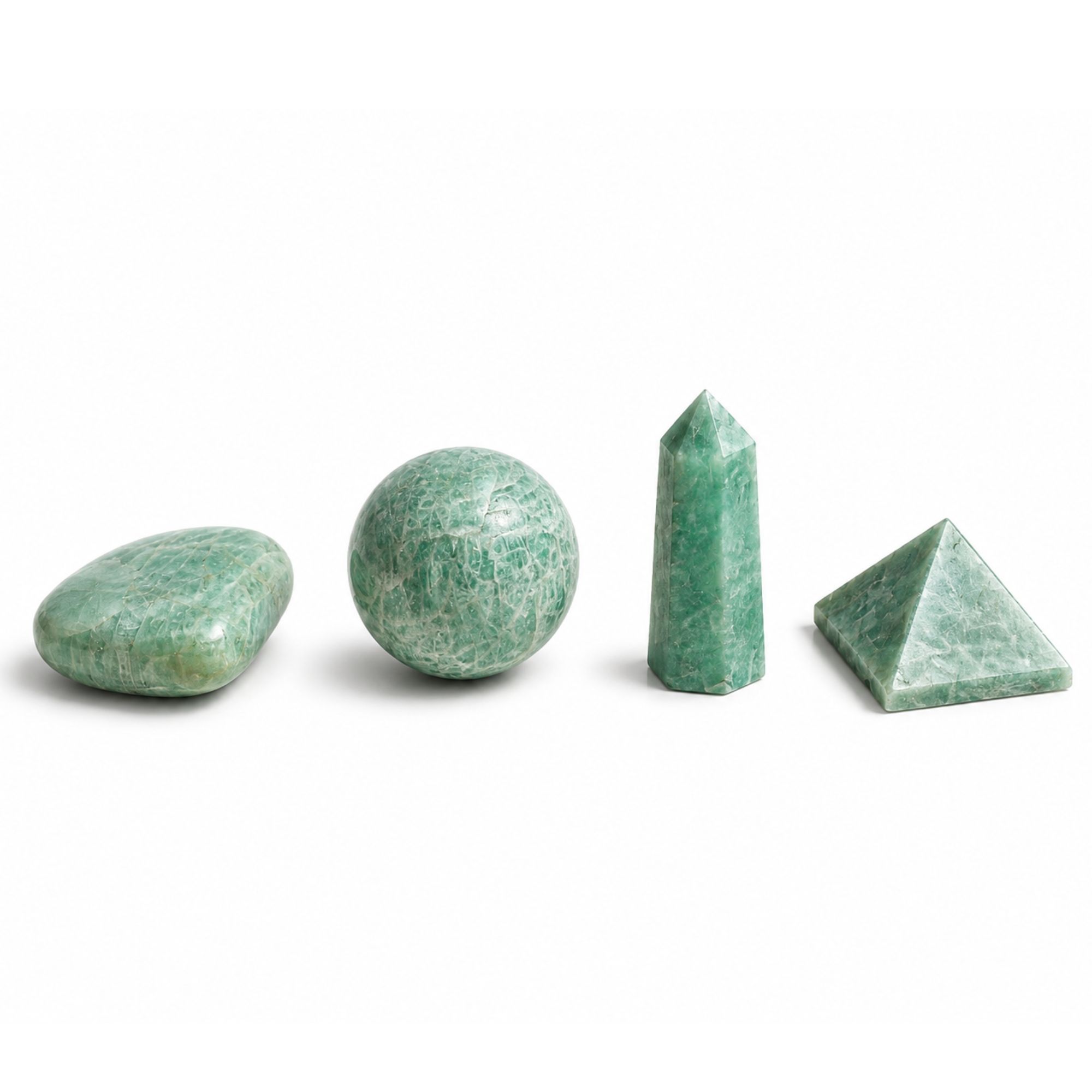 Four Gemstone Shapes Set of Amazonite for Home Decor Accents