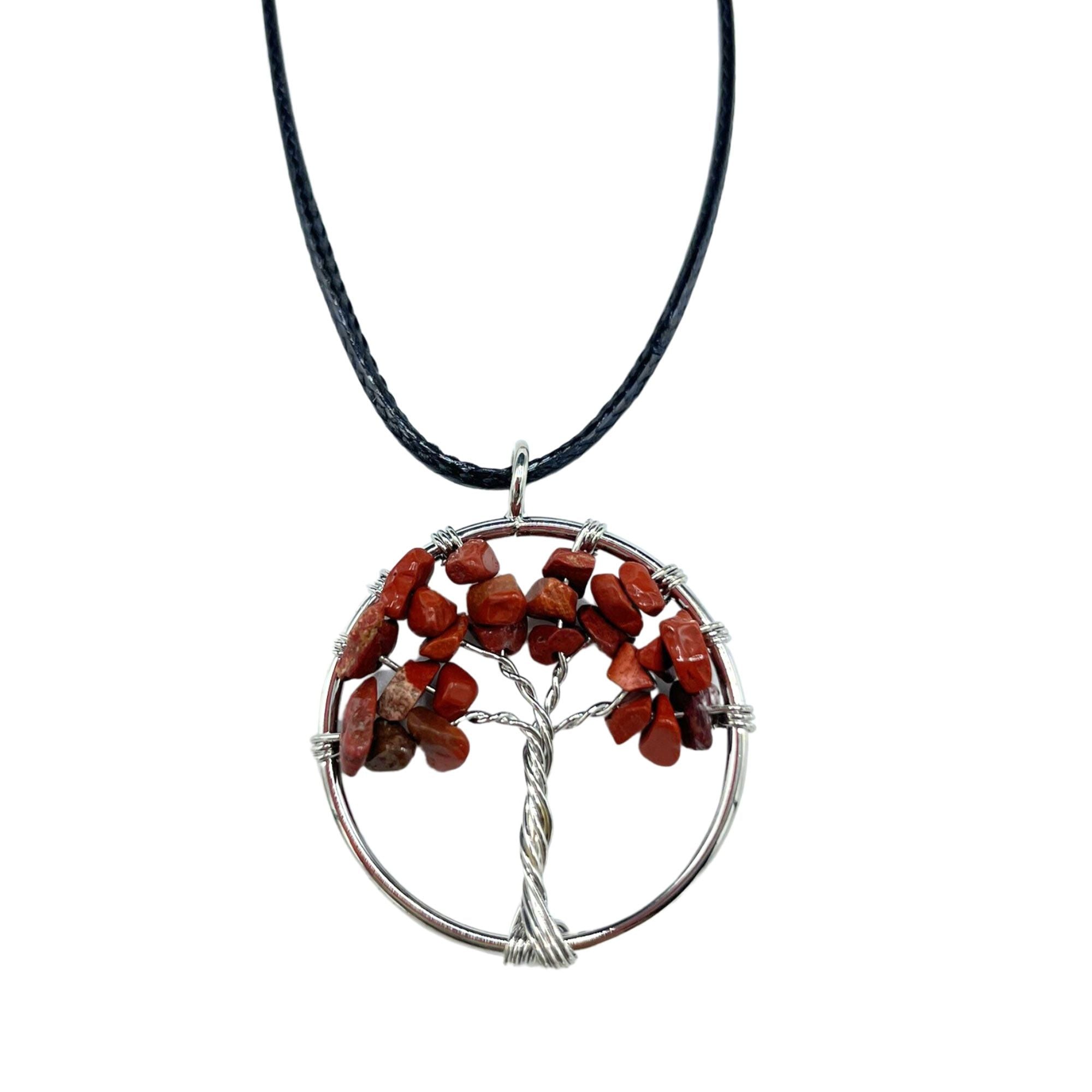 Tree of Life Pendant in Red Jasper for Elegant Jewellery Style