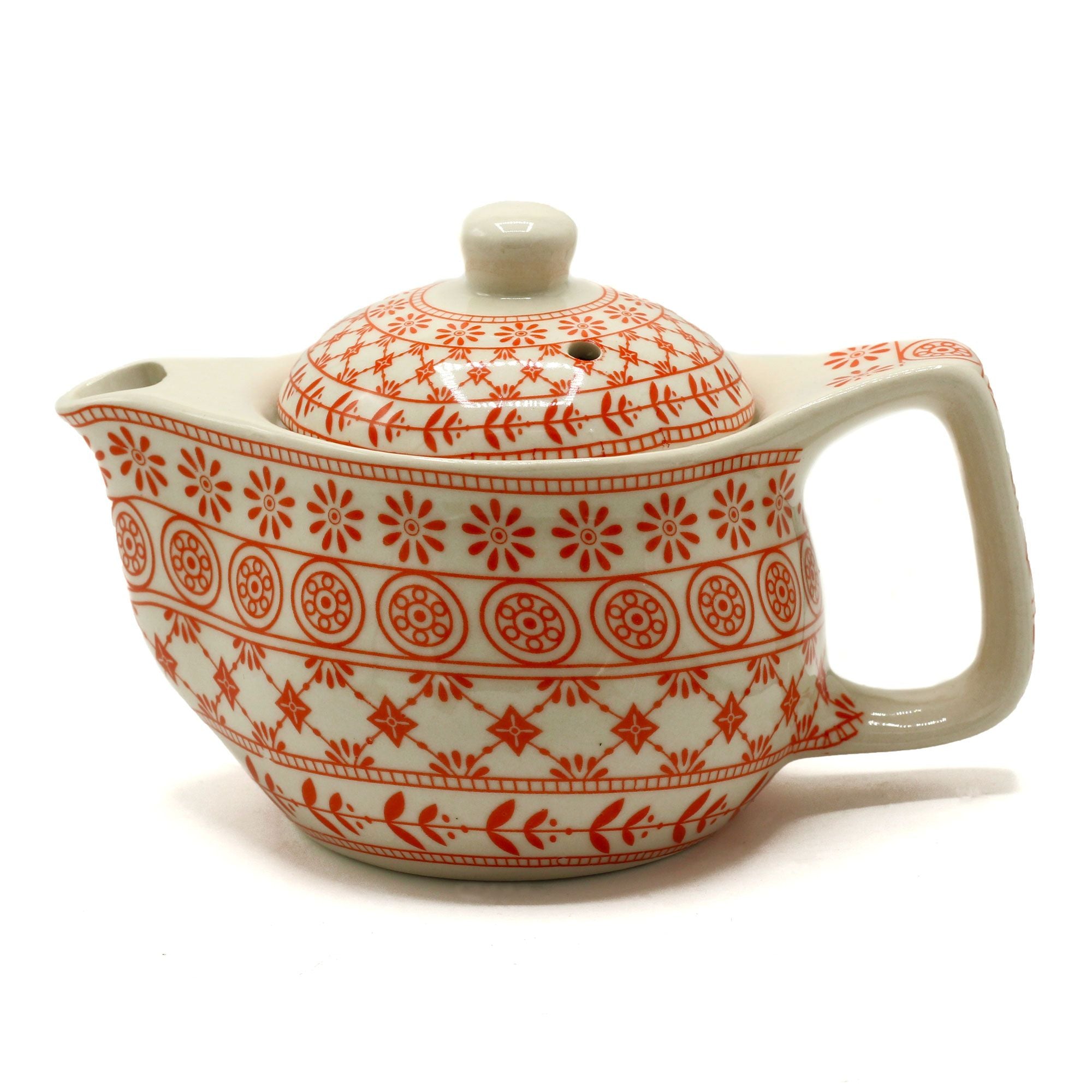Small Amber Herbal Teapot with Metal Strainer for Tea Lovers