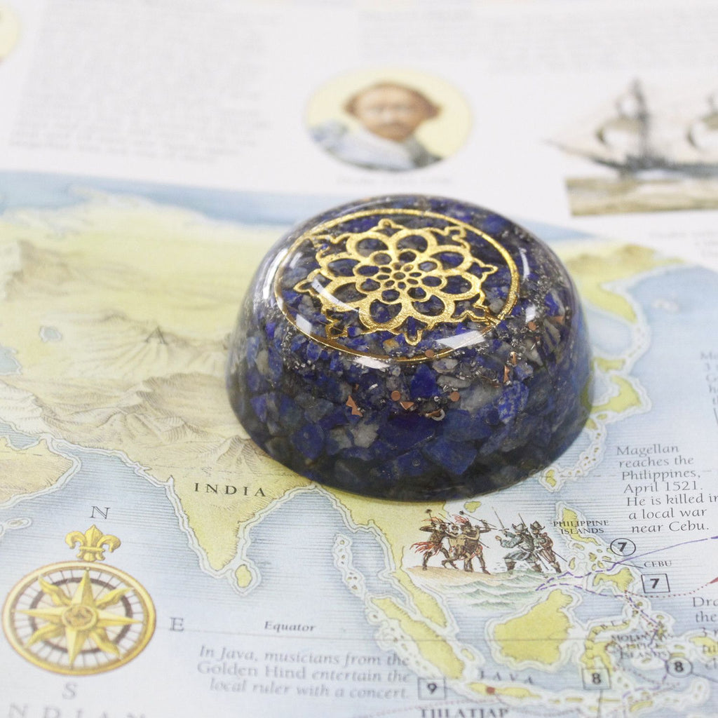 Enchanting Orgonite Desk Power Packs with Unique Lapis Dome Design