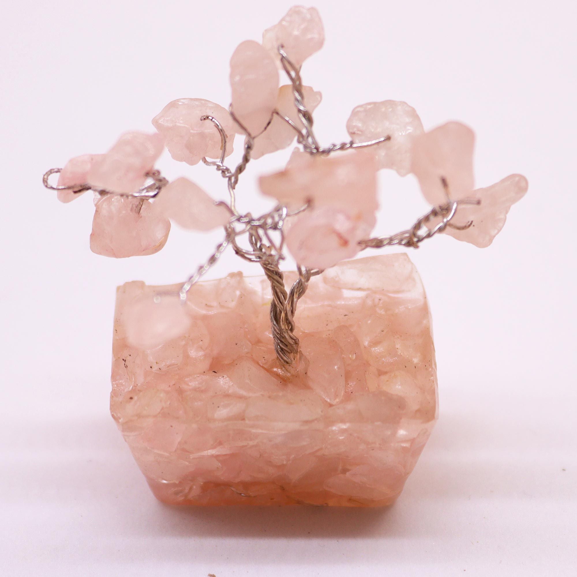 Mini Gemstone Tree on Orgonite Base with 15 Rose Quartz Stones