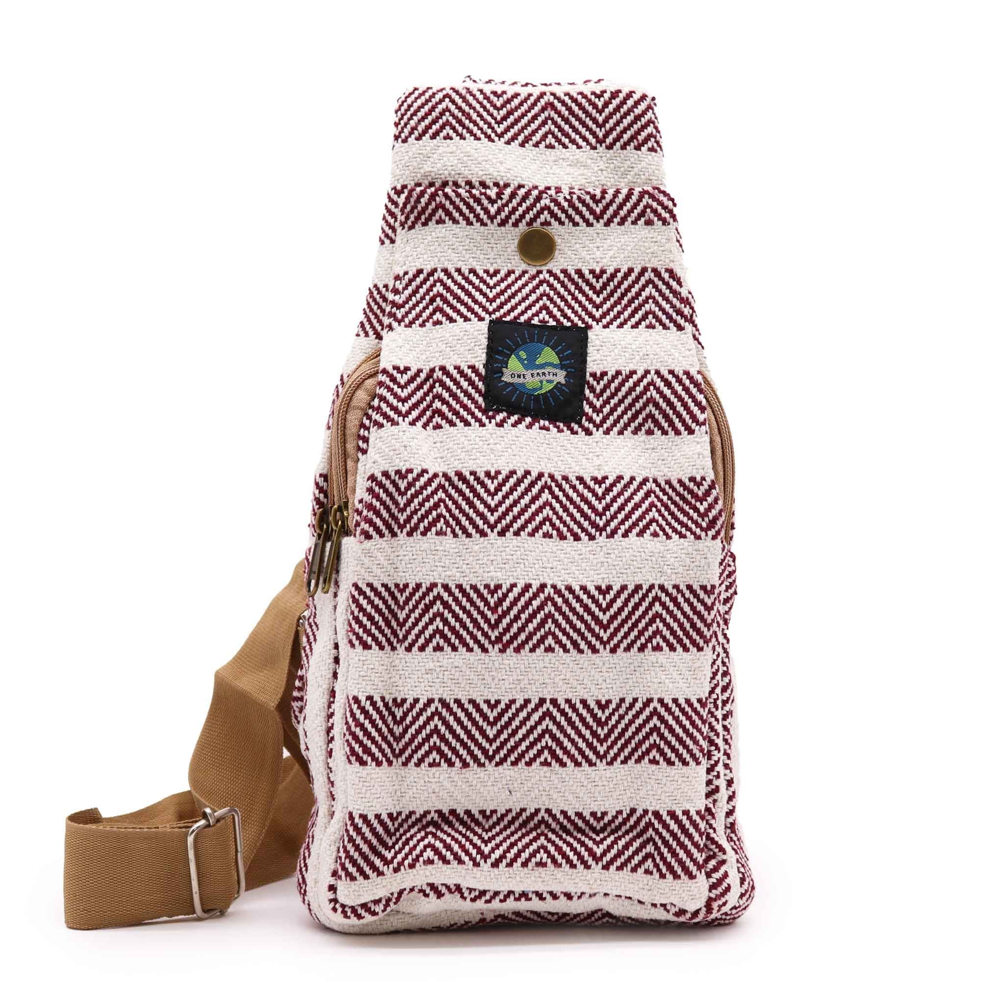 Burgundy and White Body Cross Bag in Natural Cotton for Stylish Looks