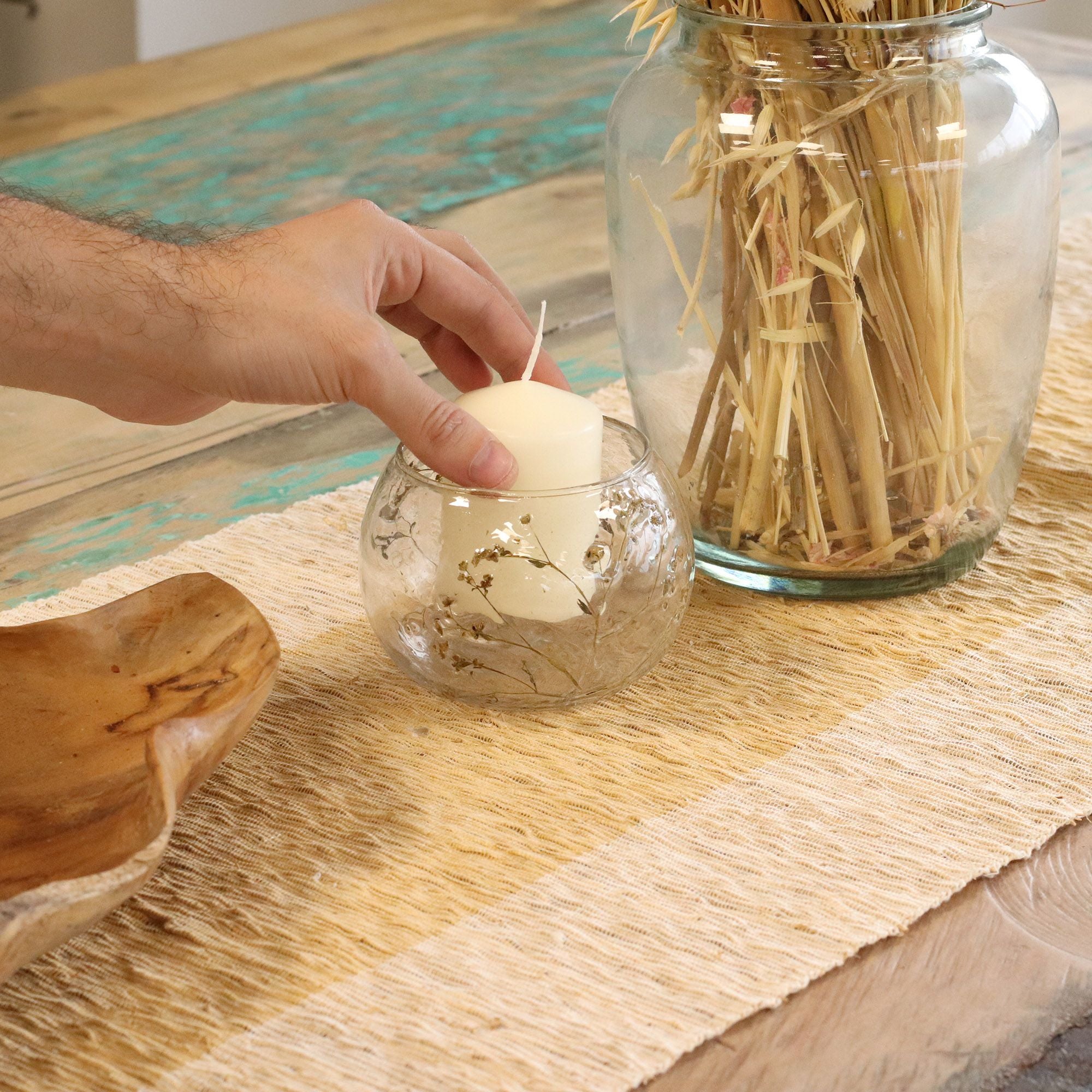Natural Floral Glass Candle Holder Bowl Margarita with Unique Design