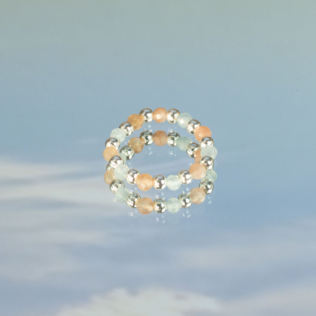 Nymph Spirit Gemstone Ring Set Sea Sunset for Versatile Styling