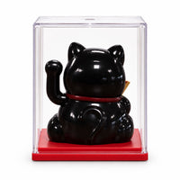Mini Solar Powered Japanese Lucky Cat in Display Box – Black