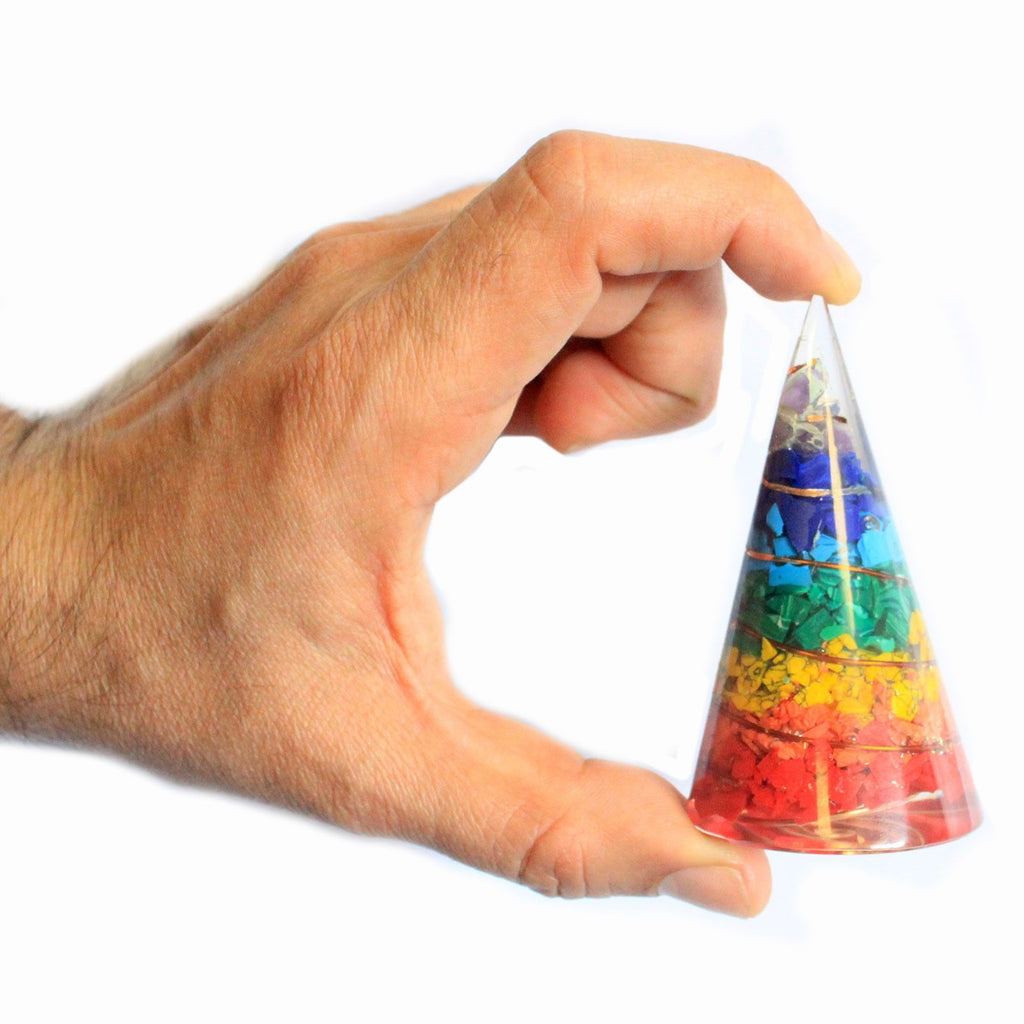 Orgonite Cone 80mm Multichip for Enhanced Positive Energy Flow