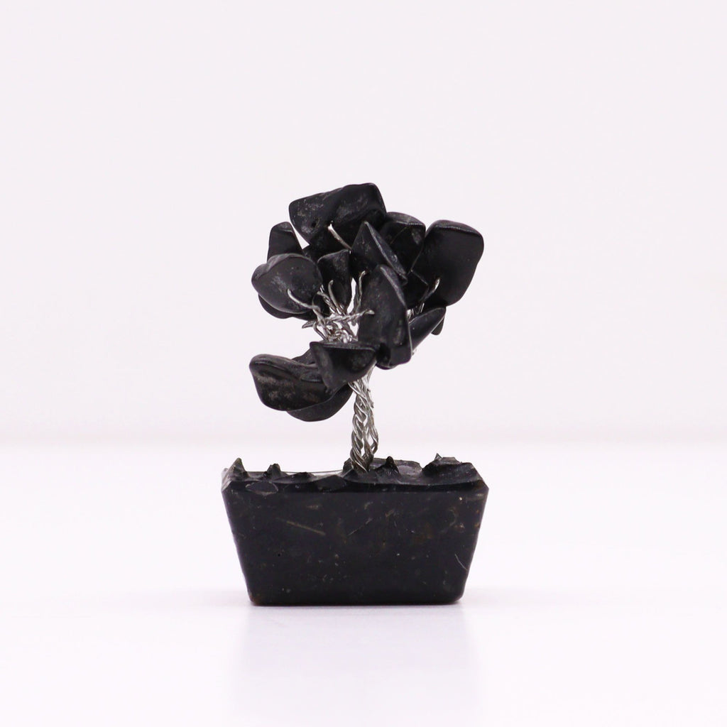 Mini Gemstone Tree on Orgonite Base with Black Agate 15 Stones