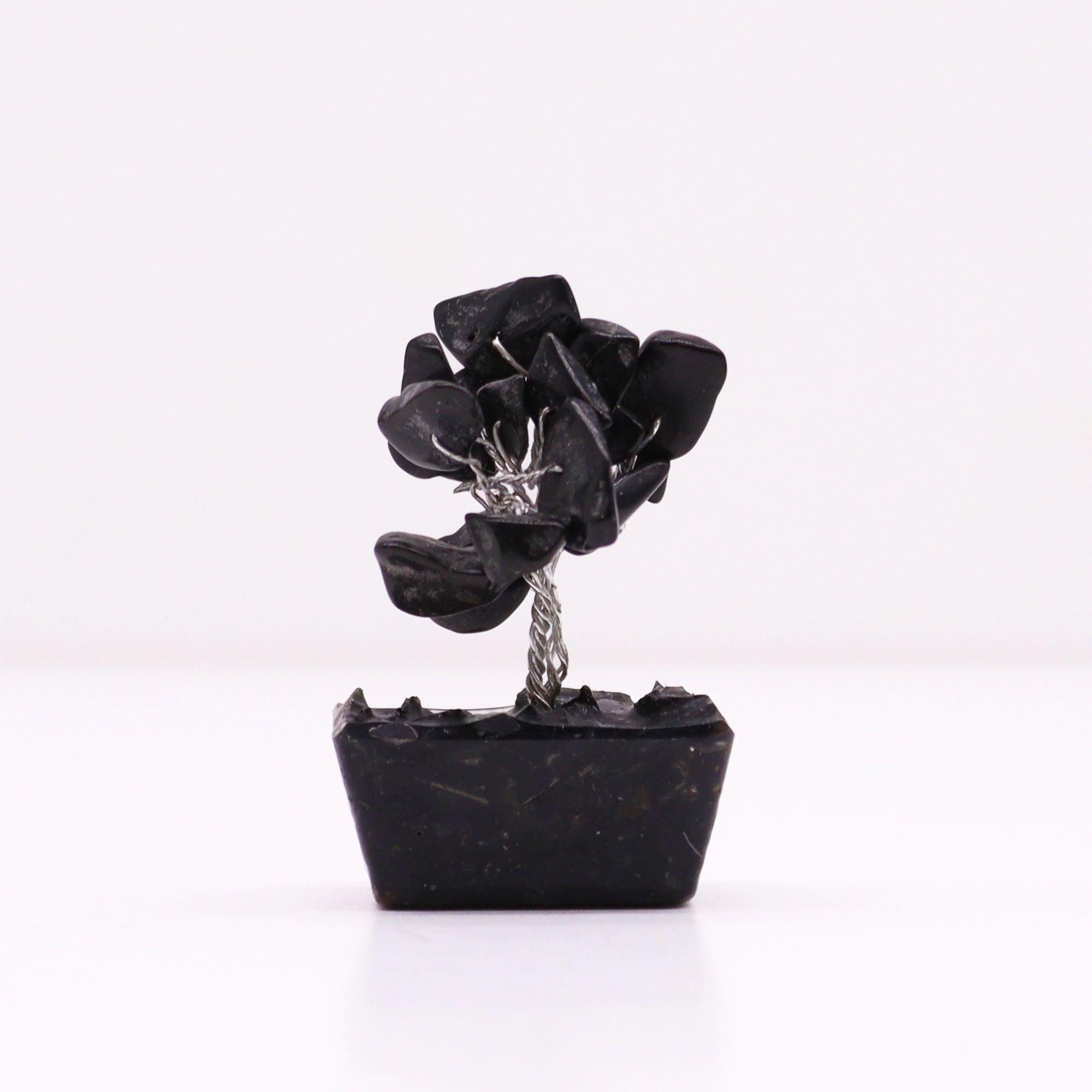 Mini Gemstone Tree on Orgonite Base with Black Agate 15 Stones