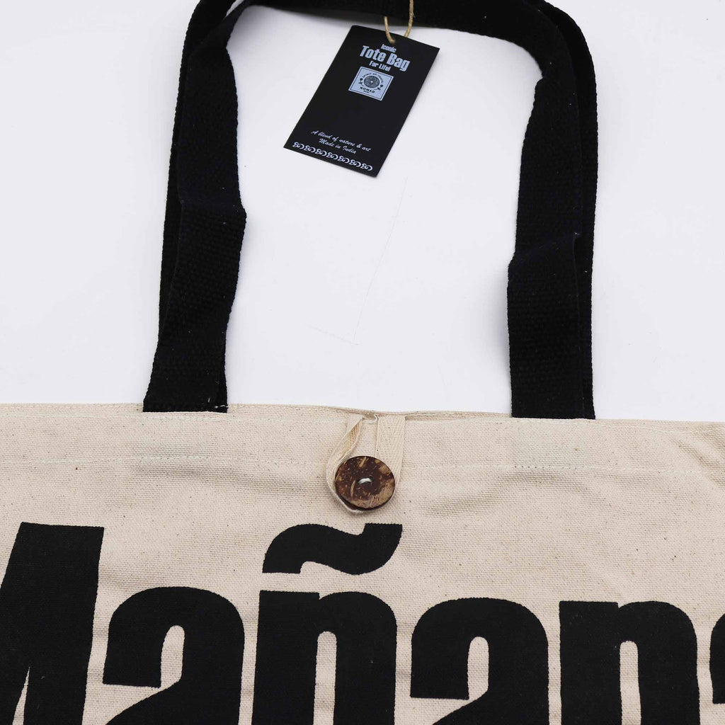 Iconic Classic Tote Bag Mañana Mañana in Natural Cotton Design
