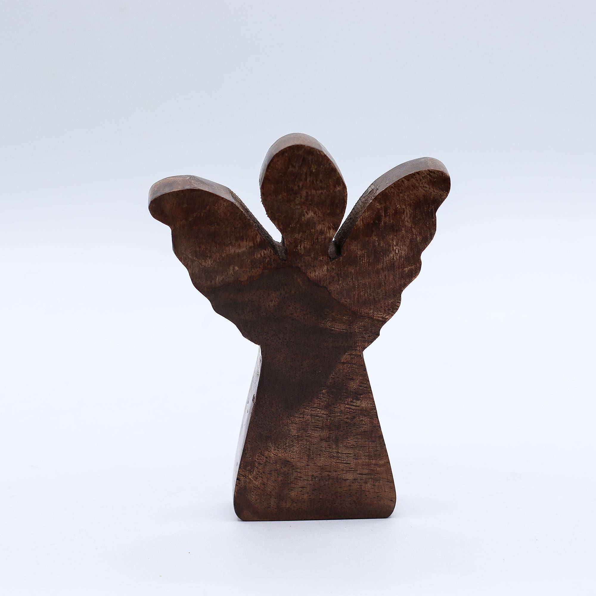 Small Mango Wood Angel with Elegant Gold Wings for Home Decor