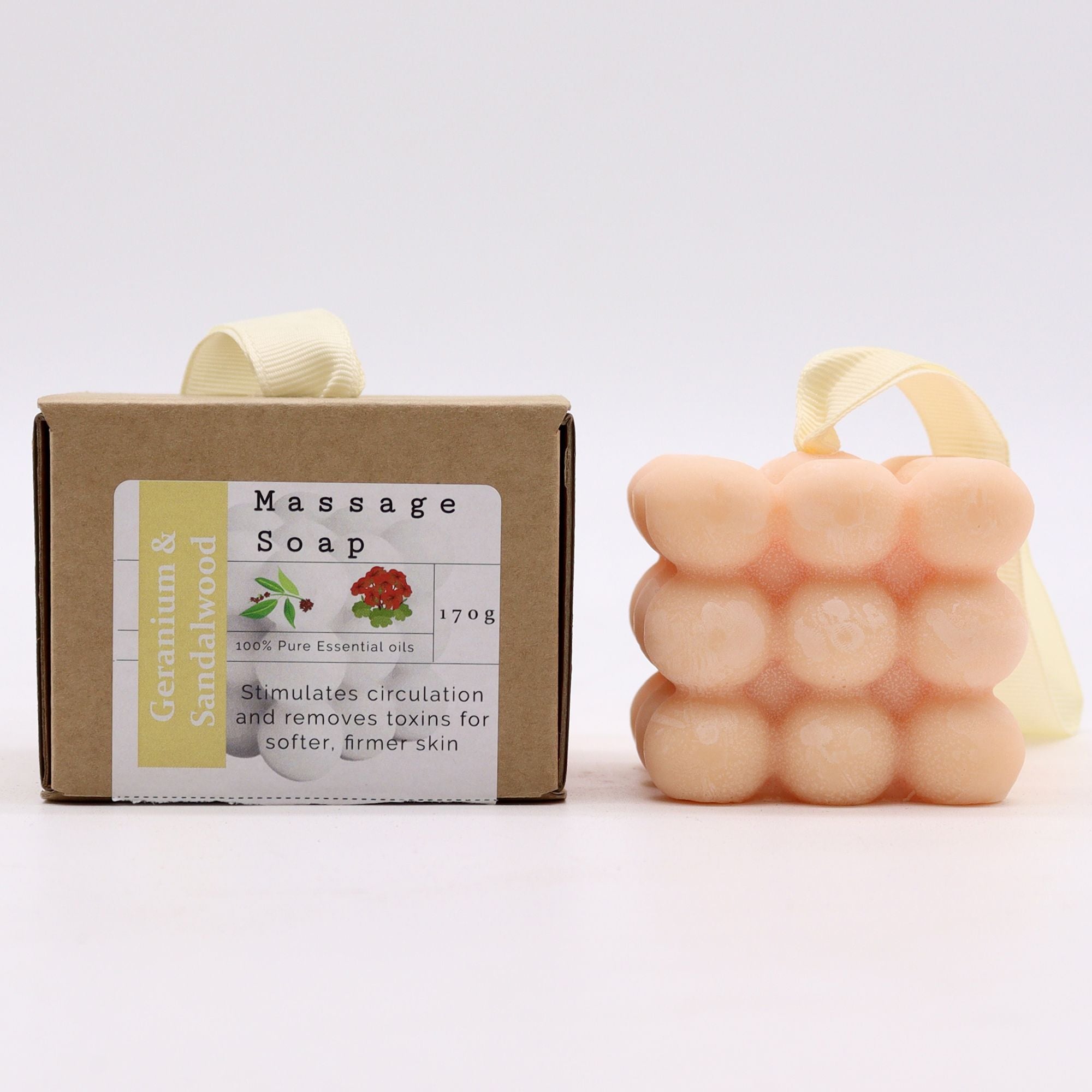 Luxurious Boxed Single Massage Soaps with Geranium and Sandalwood