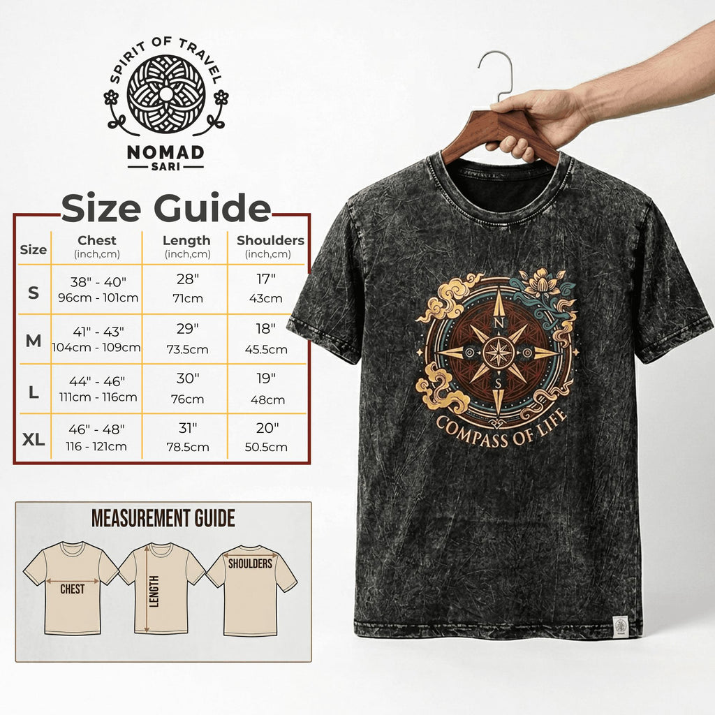 Nomad Sari Stonewashed Cotton T Shirt with Dragon Mandala Design
