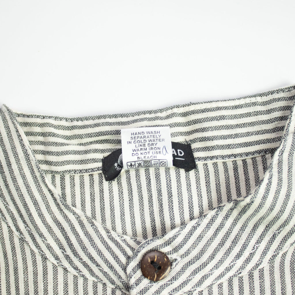 Nomad Sari Grandad Shirt in Grey Stone with Vertical Stripes