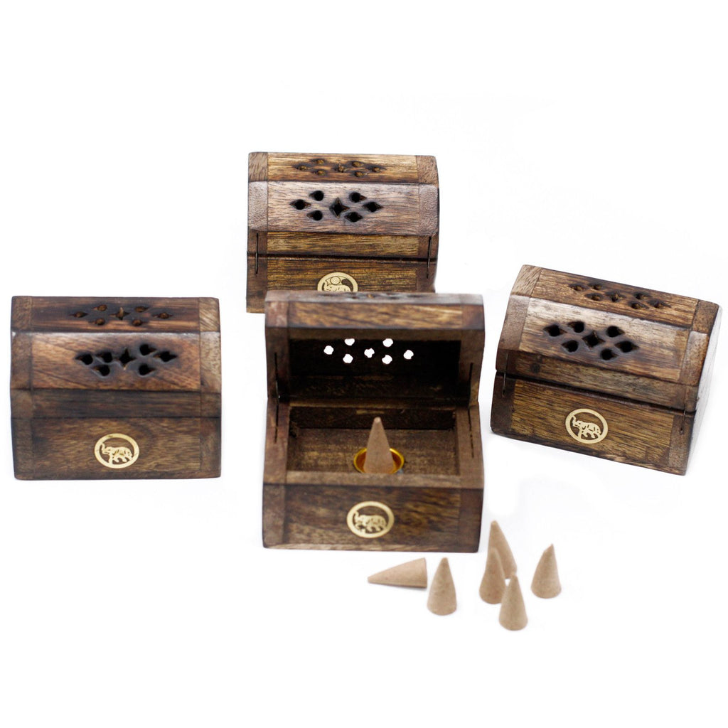 Mini Incense Cone Smoke Box Crafted from Mango Wood Design