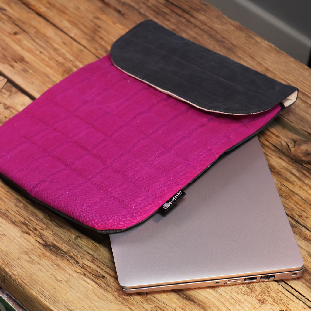 13 Inch Laptop Padded Pouch in Crazy Yellow with Magnetic Closure