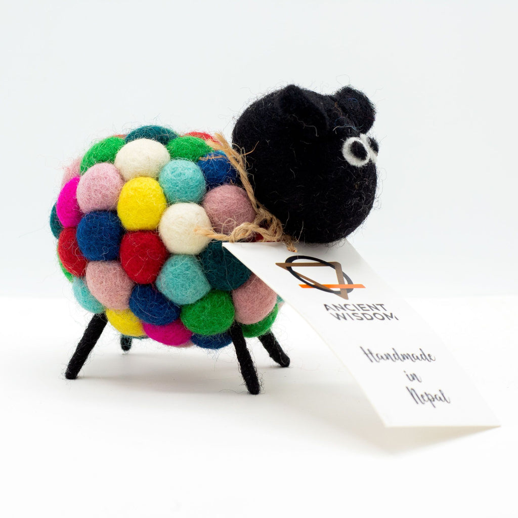 Little Felt Sheep in Vibrant Multi Colours for Home Decor