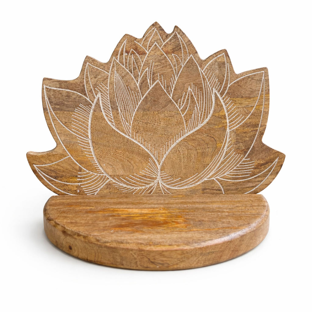 Lotus Wall Shelf White Wash Artisan Decor for Stylish Interiors
