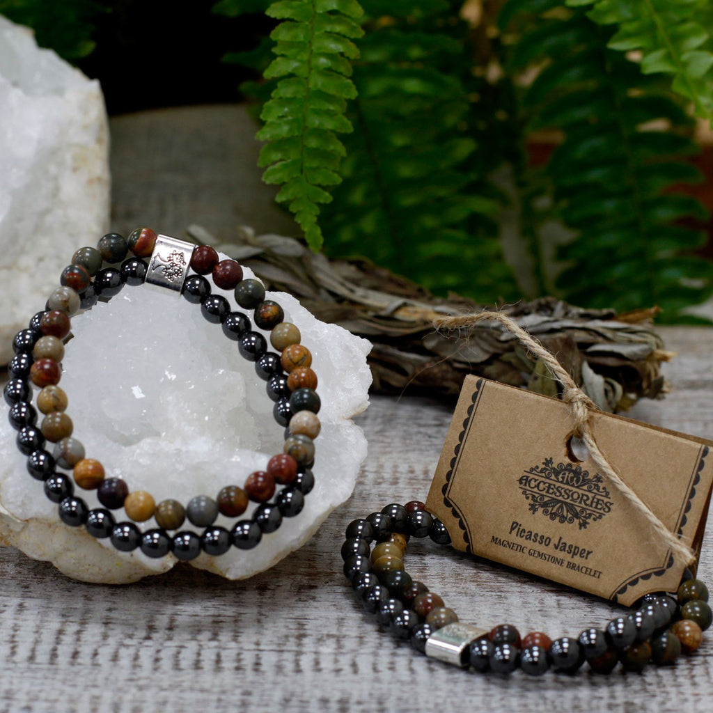 Magnetic Gemstone Bracelet Picasso Jasper for Versatile Style