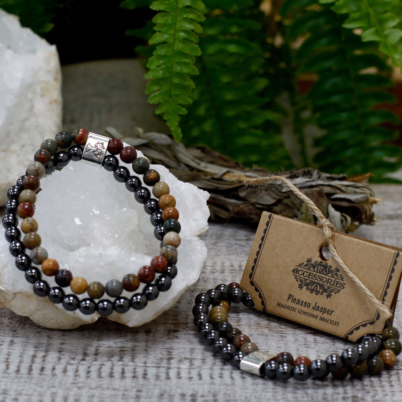 Magnetic Gemstone Bracelet Picasso Jasper for Versatile Style