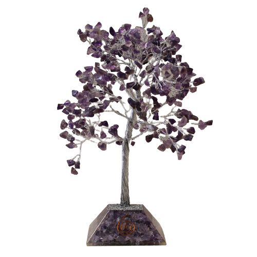Gemstone Tree with Orgonite Base Featuring 320 Amethyst Stones