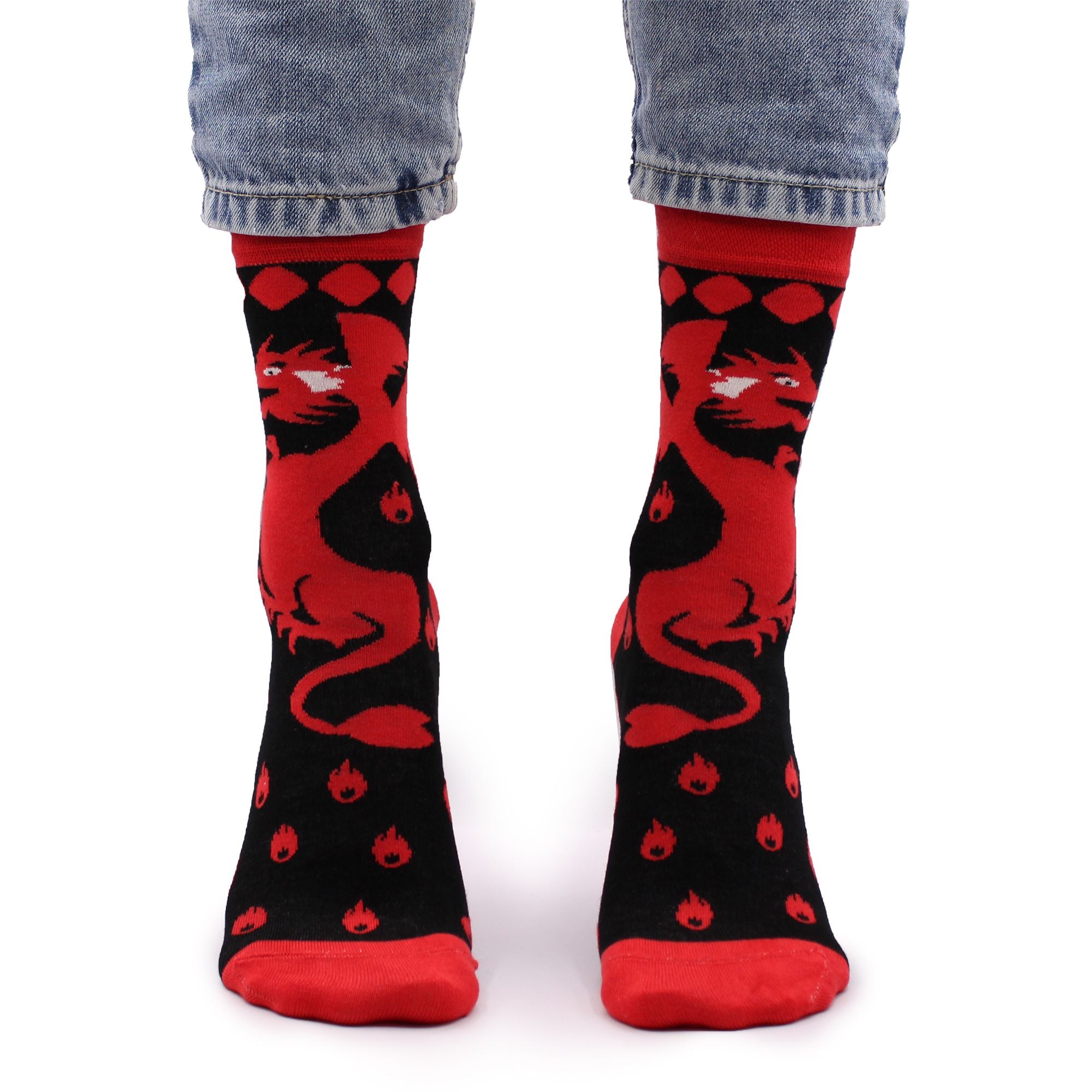 Hop Hare Bamboo Socks S/M Red with Unique Dragon Design for Comfort