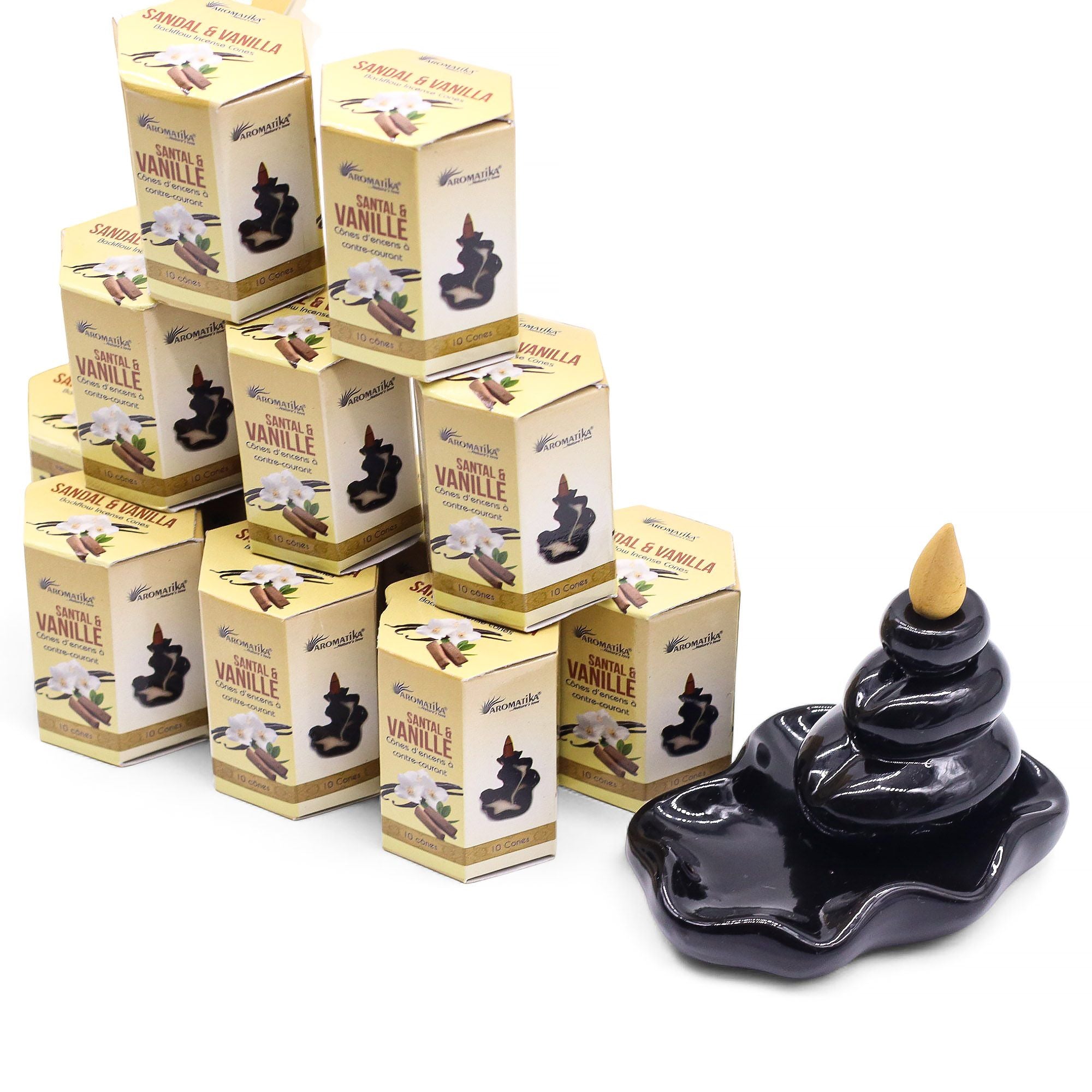 Pack of 10 Masala Backflow Incense Cones Sandalwood & Vanilla