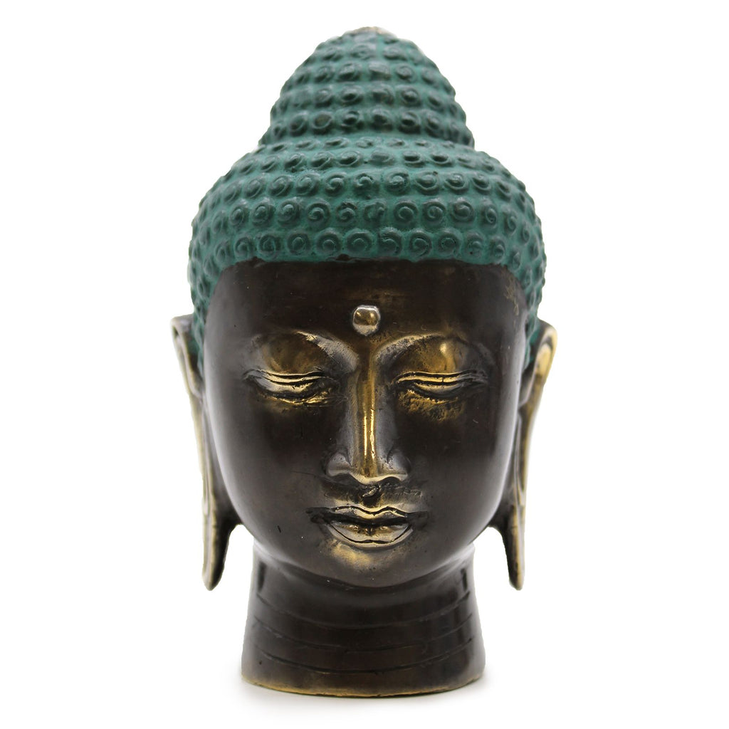 Large Antique Brass Buddha Head for Home Decor and Feng Shui Use