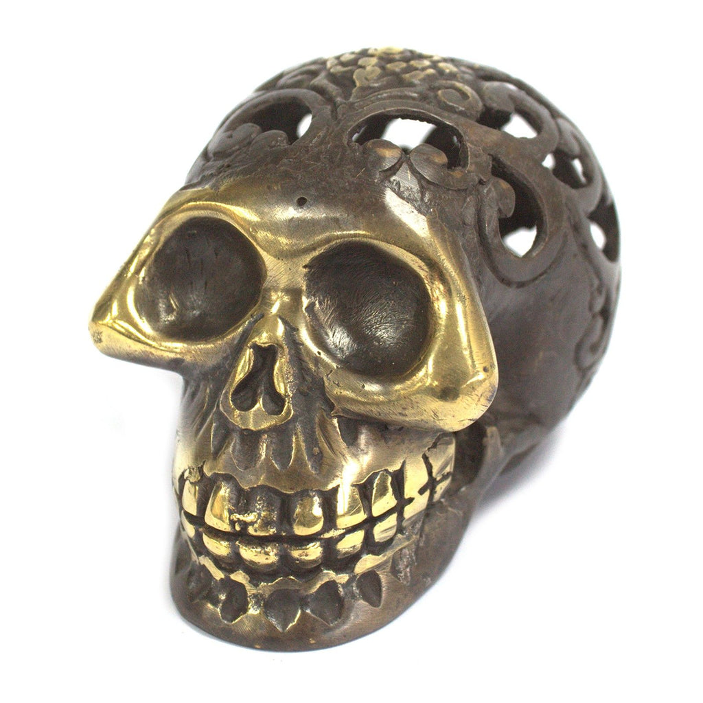Vintage Brass Skull Med Feng Shui Decor for Home Serenity and Peace
