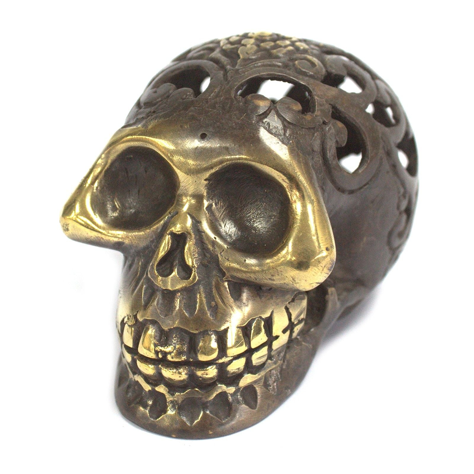 Vintage Brass Skull Med Feng Shui Decor for Home Serenity and Peace