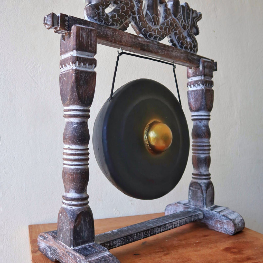 Small Black Healing Gong with Stand 25cm for Tranquil Spaces