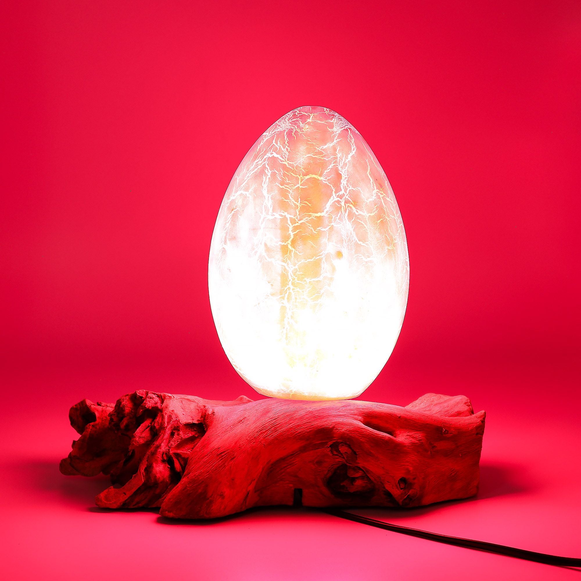 DriftGlow Lamp with Crackle Fire Egg Shade in Orange Finish