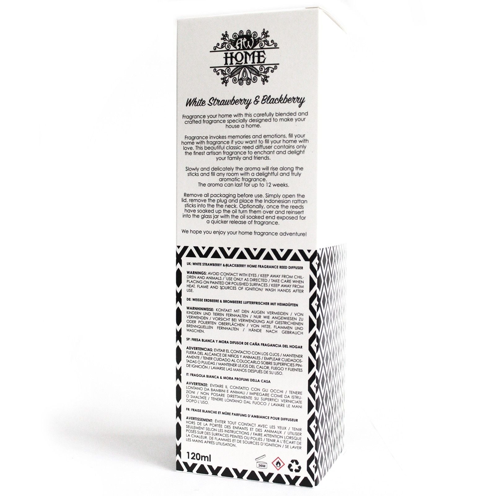 120ml Reed Diffuser with White Strawberry and Blackberry Aroma