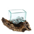 Molten Glass Tank on Wood with Stand Small Bowl for Display