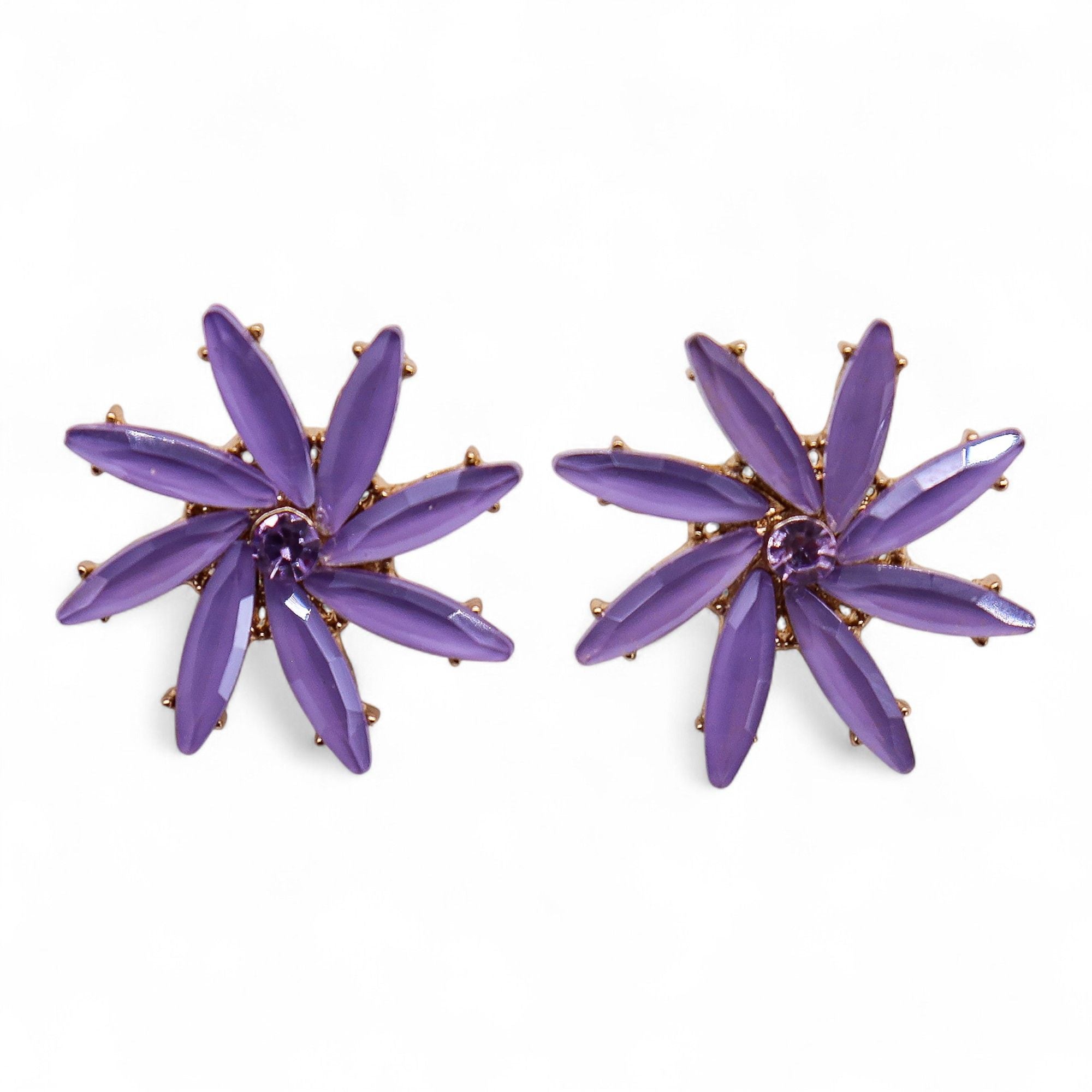 Lavender Vintage Glass Flowers Earrings for Elegant Style Look