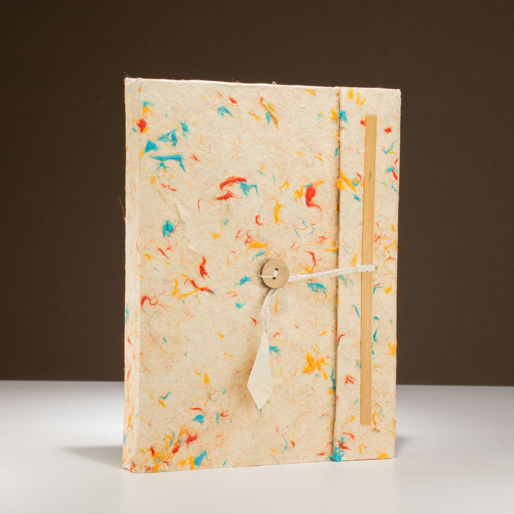 Lokta Mixed Colour Cotton Notebook Large with Bookmark 21x15cm