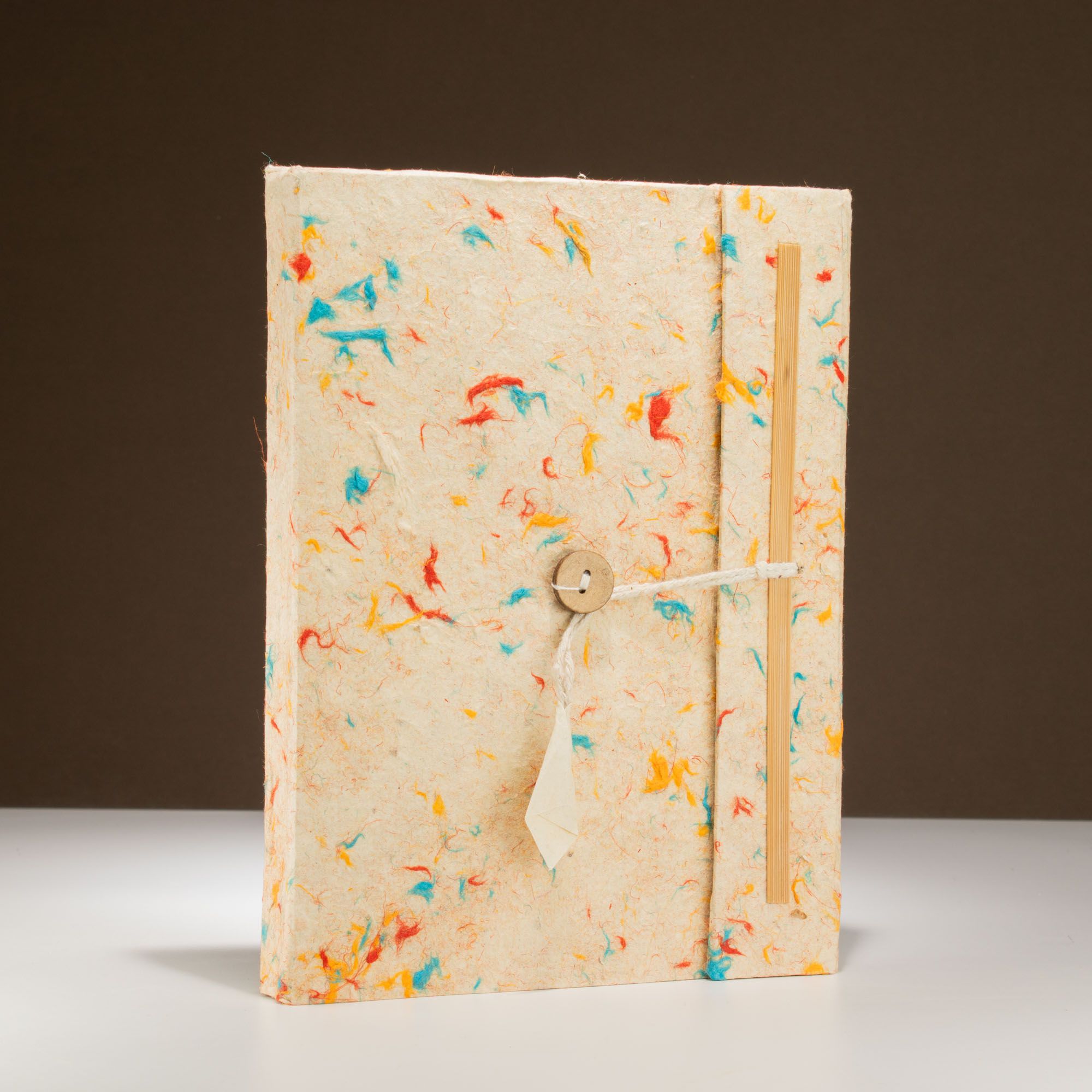Lokta Mixed Colour Cotton Notebook Large with Bookmark 21x15cm
