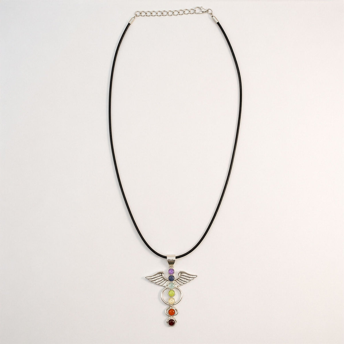 Indian Devotional Pendant - Silver Plated (45cm Cord)- Angel Chakra