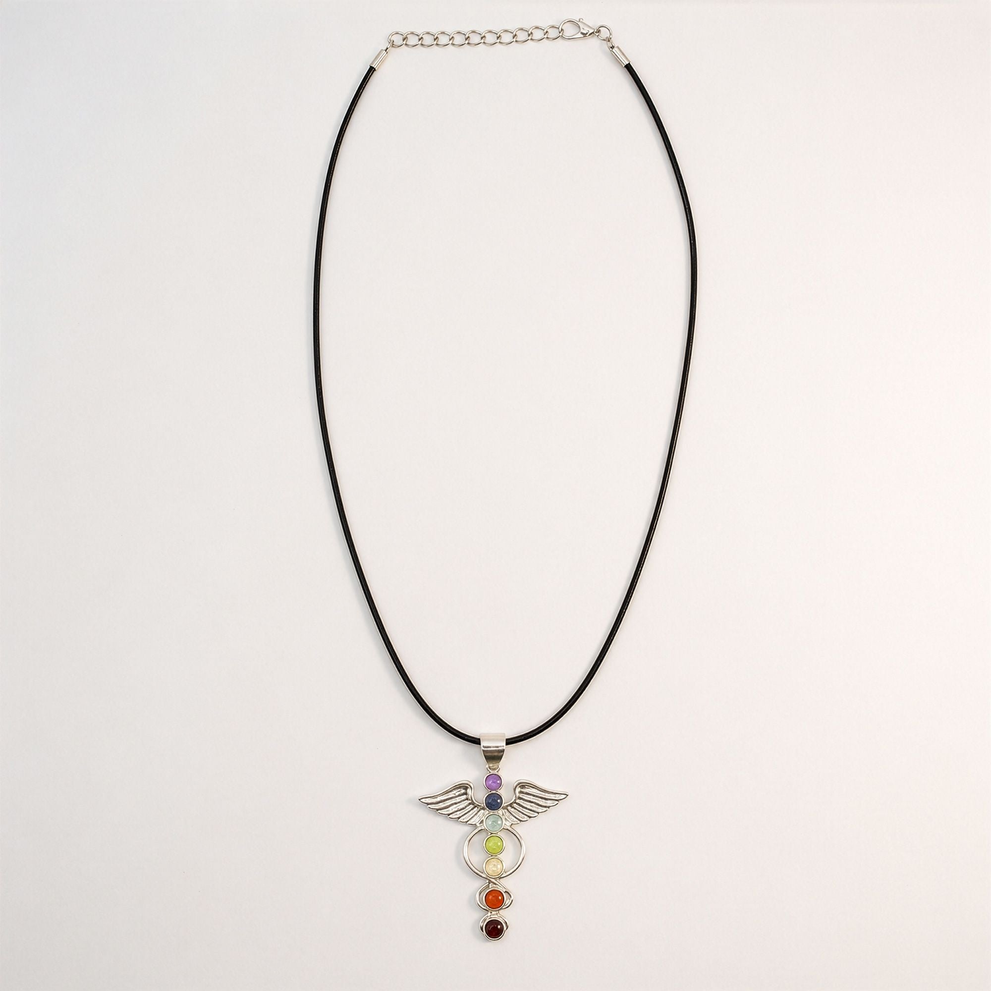 Indian Devotional Pendant with Silver Plated Angel Chakra Design