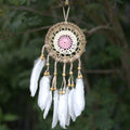 Pastel Pink Macramé Dream Catcher 12cm for Home Decor