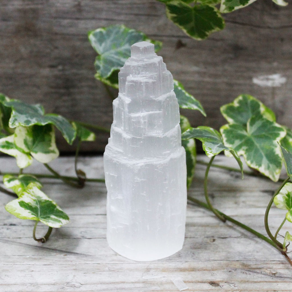 Natural Selenite Tower Unique 10 cm Crystal for Home Decor