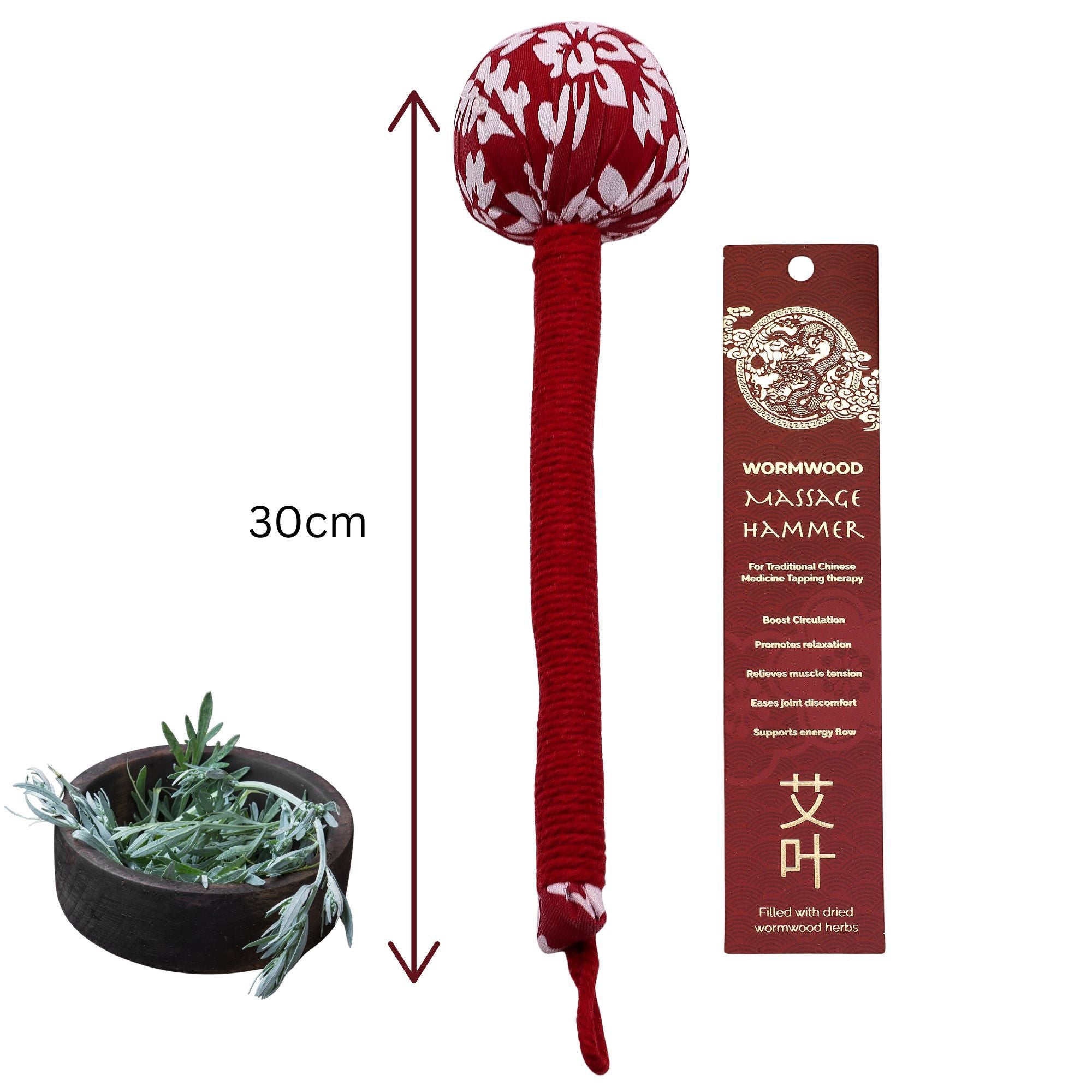 Wormwood Massage Hammer Red for Self Care and Relaxation